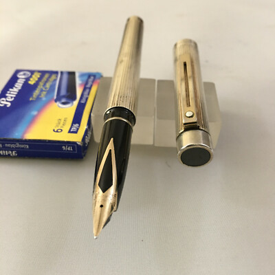 Sheaffer Targa FZ Flutted Casing 14k Fine+Convt+6 Cart Execllent USA