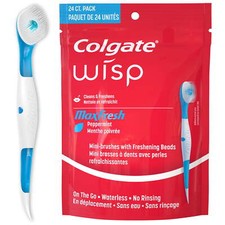 Colgate Max Fresh Wisp Disposable Mini Travel Toothbrushes, Peppermint - 24 Ct