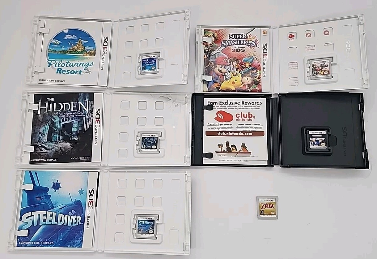 Nintendo 3DS Games Lot Zelda Ocarina Of Time, Super Smash, Layton Last