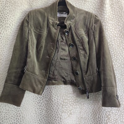 Karen Millen Y2K Womens Military Style Crop Jacket Velvet Size Uk8  Brown/Green UK