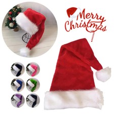 Christmas Long Hat Plush Long Xmas Costume Pompom Santa Claus Cap Adult