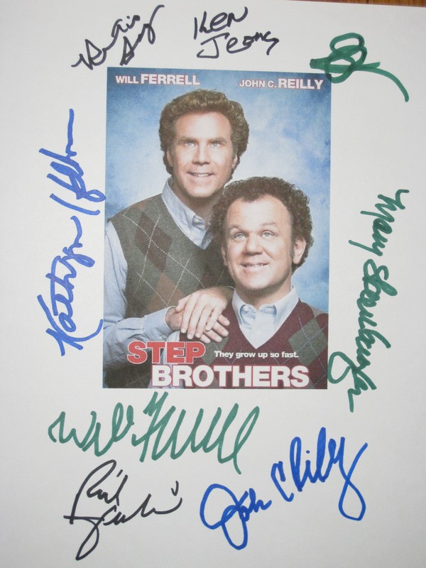 Step Brothers Signed Movie Script X8 Will Ferrell John C Reilly Jeong reprint   