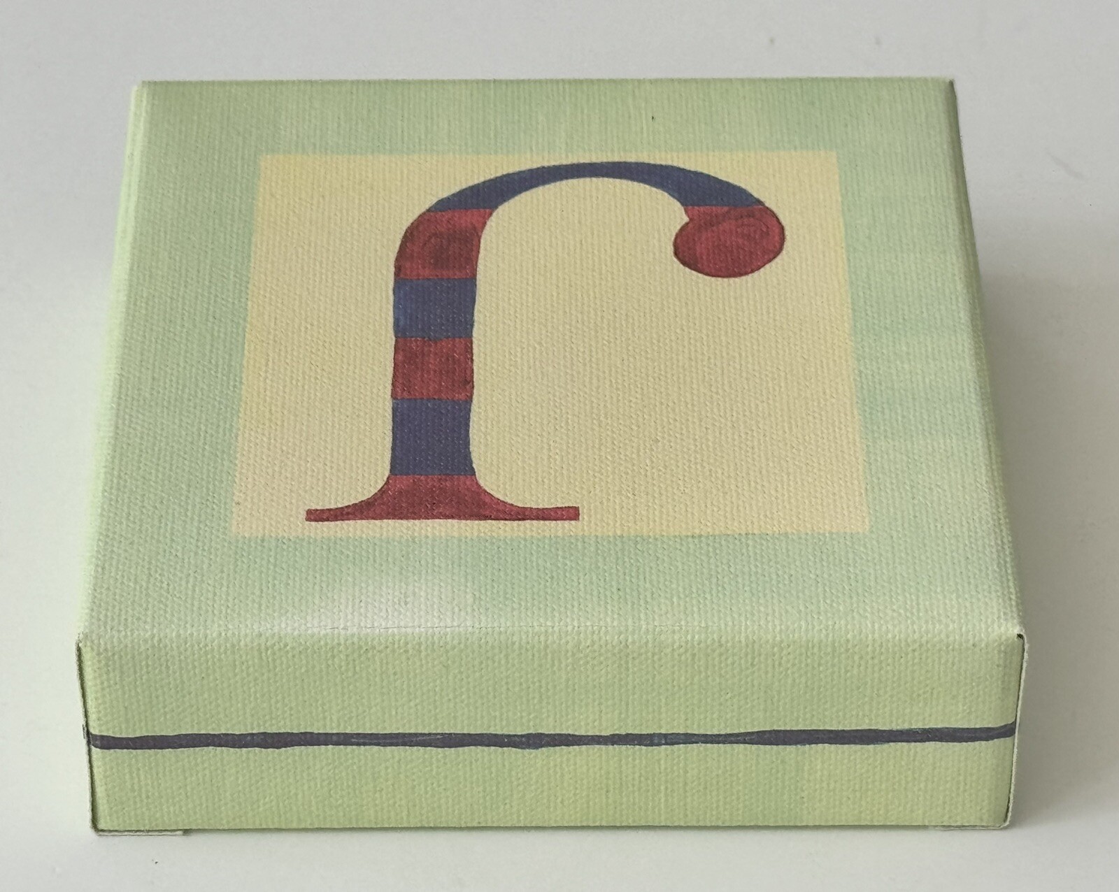 Pottery Barn Kids Letter “J” Canvas on Wood Block 5” x 5” x 1.5” Initial “J”