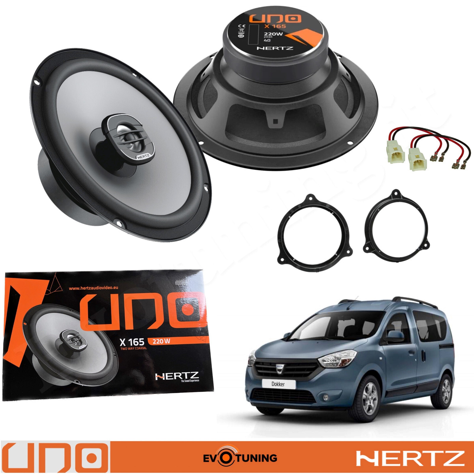 Kit 2 Casse Altoparlanti Hertz X165 Anteriori 2vie Coassiali per Dacia Dokker