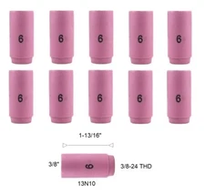 TIG Ceramic Cup 13N10 #6 Welding ALUMINA Nozzle 3/8" Fits TIG 9, 20, 25 Qty 10