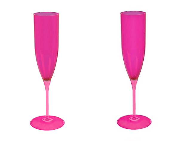 Set 2 Barbie Pink Champagne Flutes Plastic Cups Outdoor Party Baby Bridal Shower