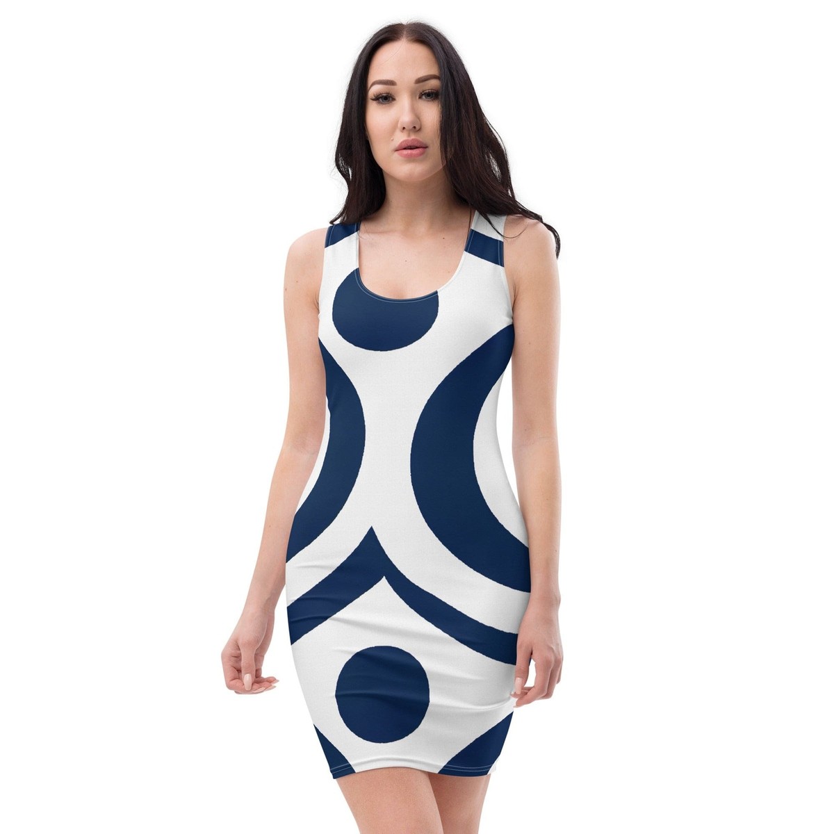 navy blue and white bodycon dress Womens Stretch Fit Bodycon Dress