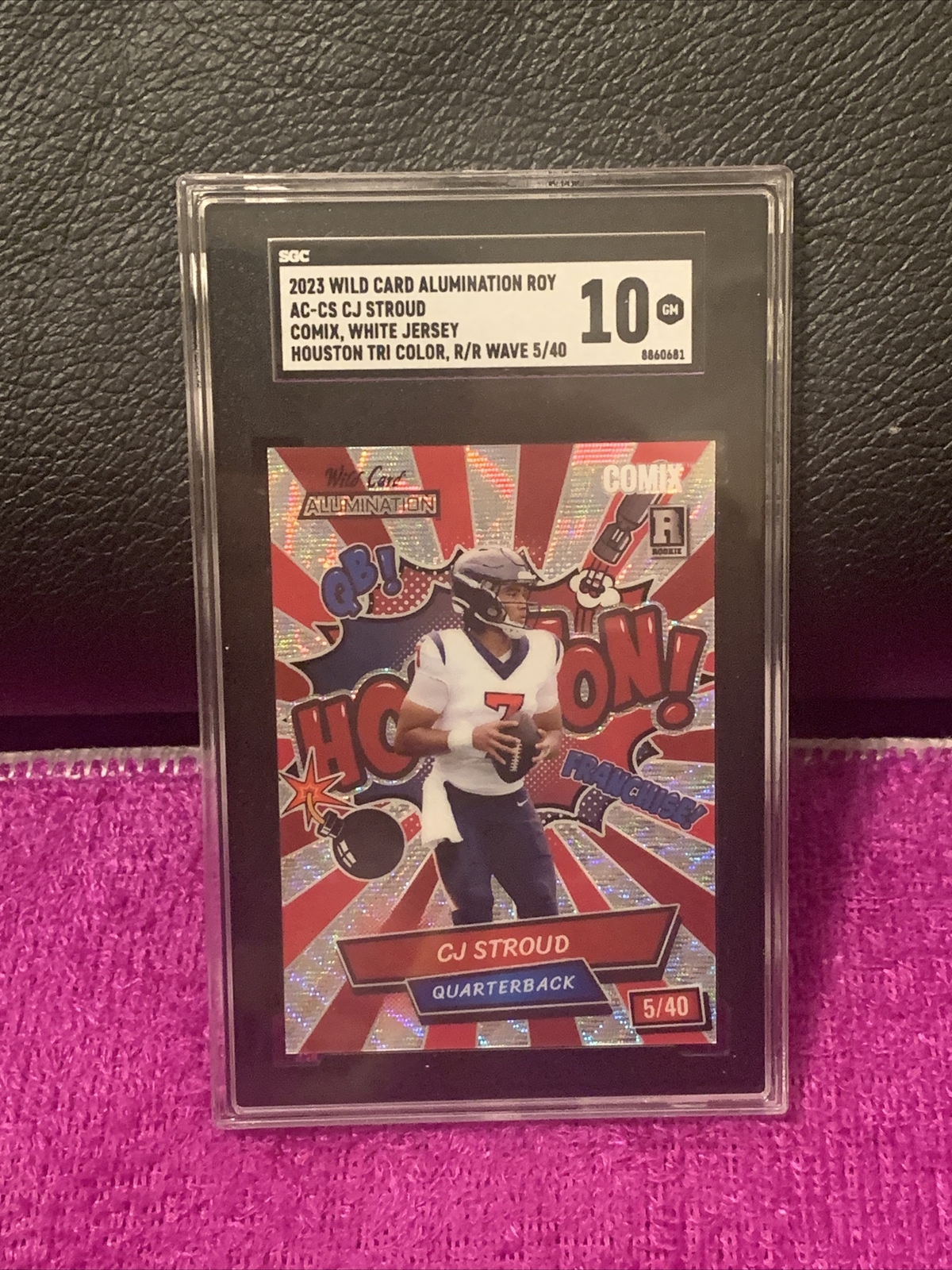 CJ Stroud Wild Card Alumination Comix CJ Stroud Edition #ACCS Houston Tri Color-Red Jersey-Rainbow Foil-Red/White