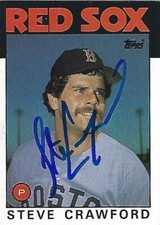 Autographed/Signed 1986 Topps #91-Steve Crawford Boston Red Sox Tough Signature