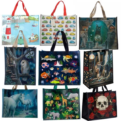 PUCKATOR Value Grocery Bag Shopping Shopper Strong Food Storage Tote Beach Bag For Life