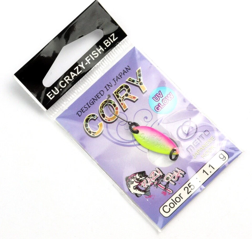 Micro spoon CRAZY-FISH UV GLOW - col. 25 - 1.1 gr - monoamo - ondulante - FR129