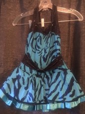 A Wish Come True Dance Costume Turquoise Zebra Jazz Size MC