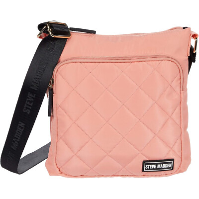 NWT Steve Madden Peach Quilted Nylon Bleon Crossbody Bag Purse