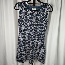 Loft Outlet Sleeveless Dress Blue Geometric Circles Boho A-Line Sz 2 Petite VGUC