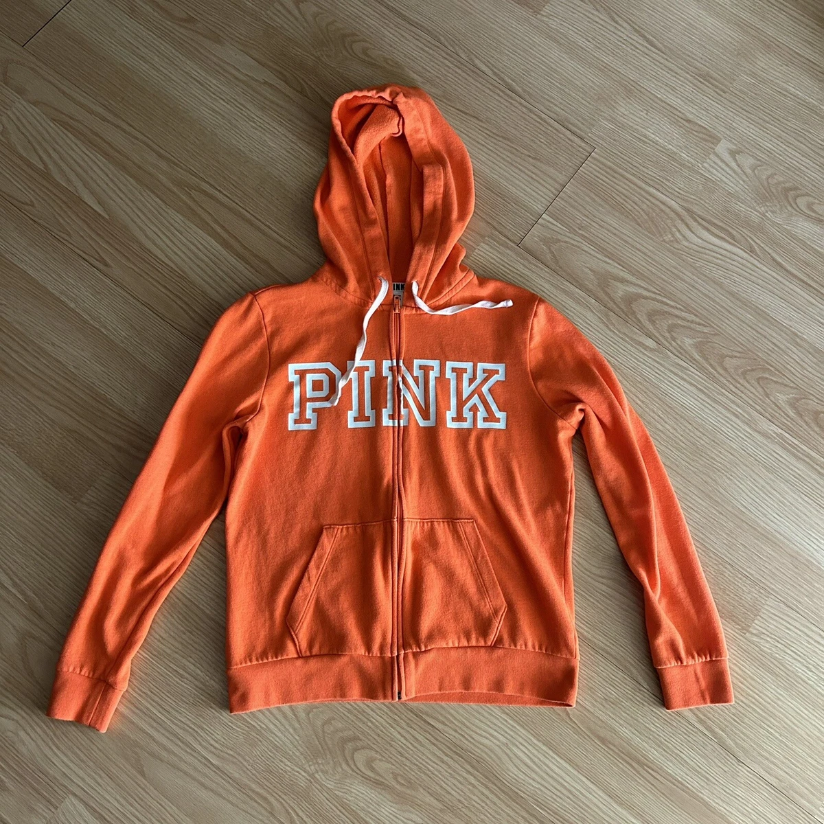 Pink Victoria's Secret Orange Full Zip Hoodie Jacket Small | eBay