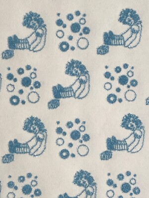 MCM! Blue Raggedy Ann Flocked Dollhouse Wallpaper Clauss Vtg NOS Paper