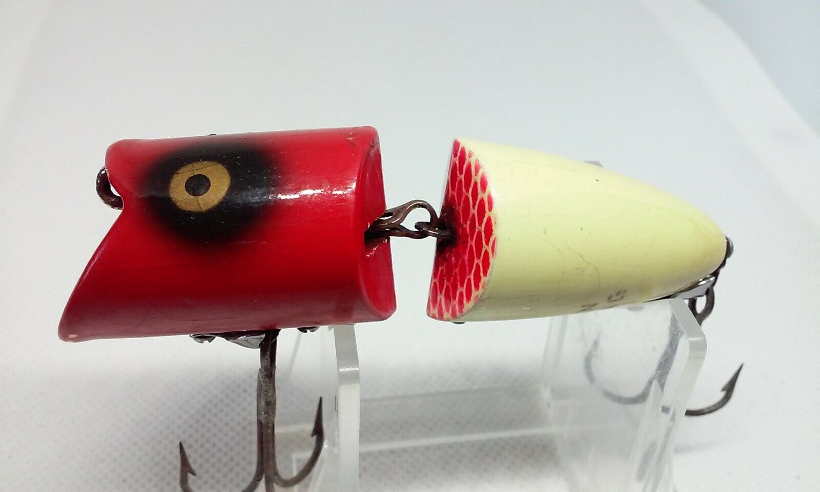 VINTAGE Heddon ZIG WAG JR Red Head 3 1/4 WOOD Jointed Topwater