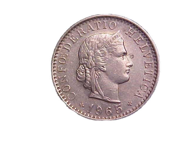 1965 B Switzerland 20 Rappen KM# 29a - Very Nice Circ Collector