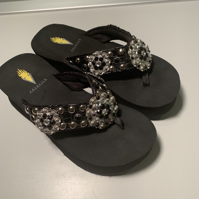VOLATILE Girls Flip Flop Size 5 Thong Rhinestone Platform Slip On Wedge Sandals | eBay