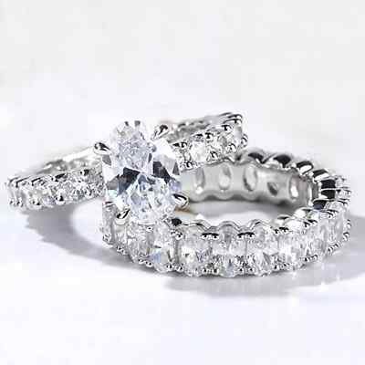 4.10CT Ovale Form Knstlicher Diamant Braut Set Verlobungsring 14K  Vergoldet | eBay.de