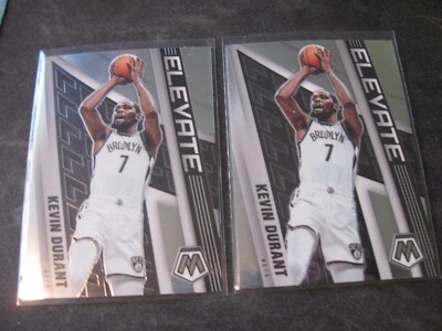 KEVIN DURANT 2-CARD LOT 2021-22 Panini Mosaic ELEVATE #3 BROOKLYN NETS Mint