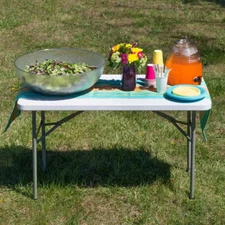 Commercial Plastic Folding Table Indoor Outdoor Heavy Duty 2 Seating, 24" x 48"