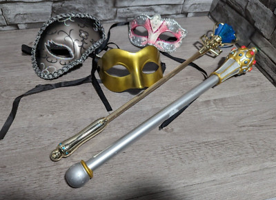 Masquerade Ball Mask Princess Fairy Wand Scepter Accessory Halloween Costume Lot