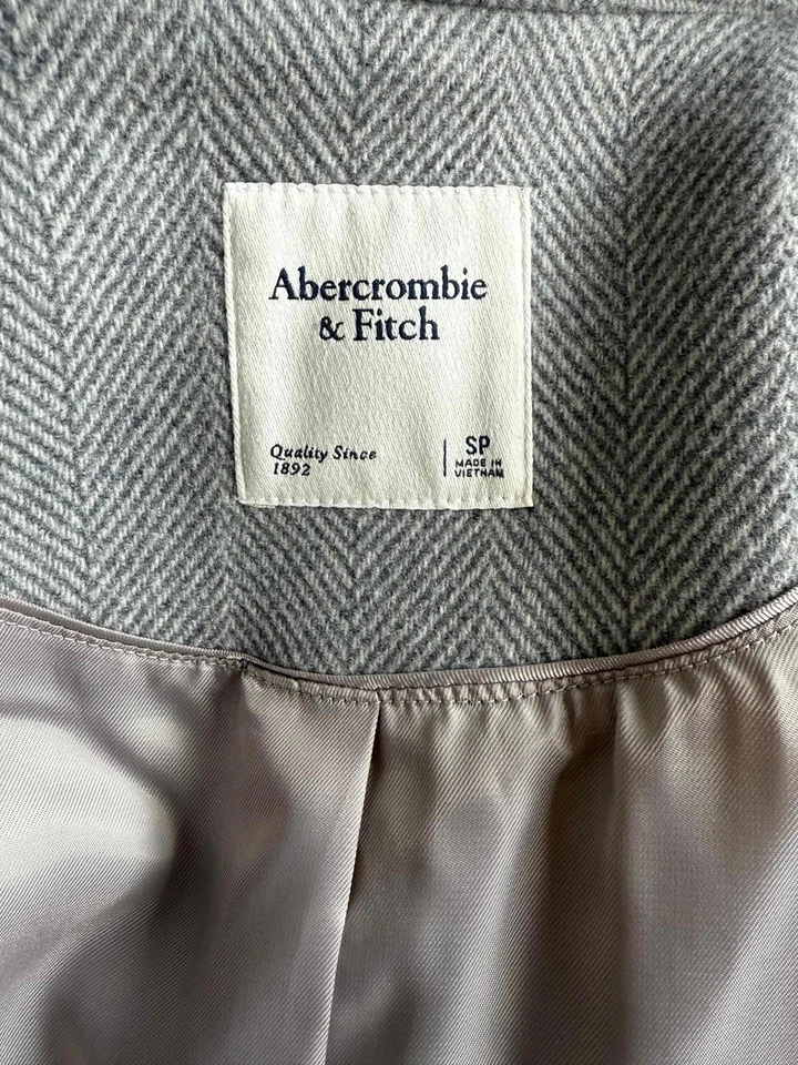 Chaqueta Blazer Abercrombie & Fitch Gris Espiga Para Mujer’s SP Mezcla Lana Foto 4 de 4