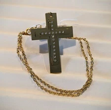 White Austrian Crystal Cross Pendant with 20in Chain