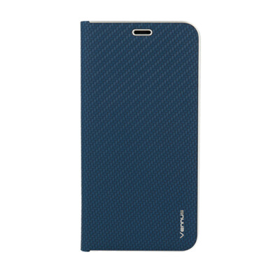 Vennus Book Carbon Tasche Case Schale Hülle Schutz Blau Für Huawei Y7 2019  