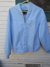 VINTAGE 70'S MEN'S LIGHT BLUE ZIPPER MODE ZIPPER JACKET SZ LRG OUTWEAR BY SEARS