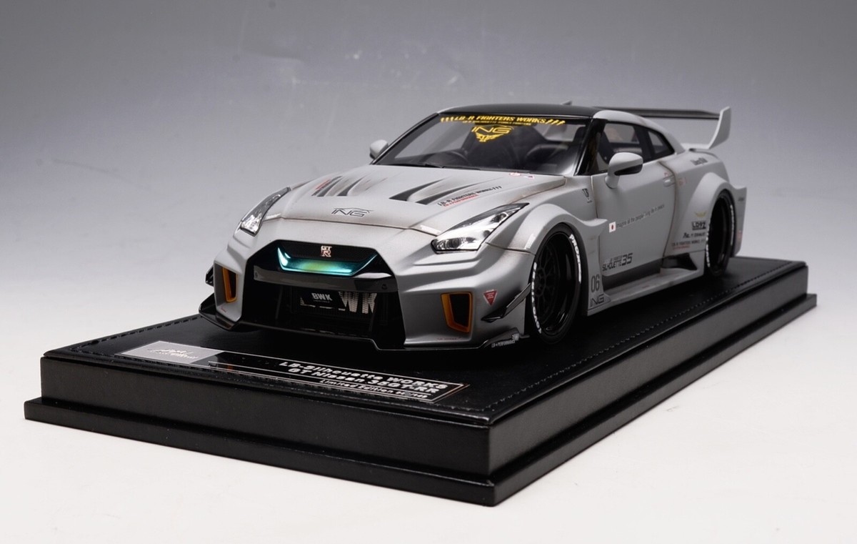 イグニッションモデル 1/18リバティーウォークGTRグレーJETFIGHTER 1/18 IVY Models Nissan R35 GT-RR Liberty walk Silhouette in