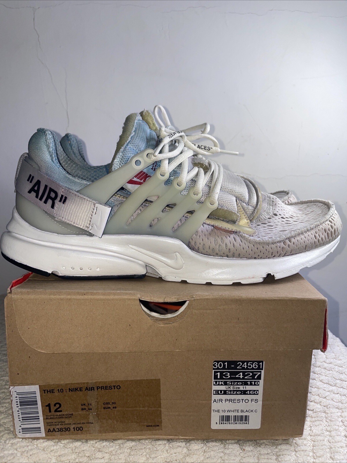 OFF WHITE X NIKE Taglia UK 11 Nike Air Presto x bianco sporco 2018 PERSONALIZZATE