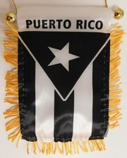 Puerto Rico Black MINI BANNER FLAG GREAT FOR CAR  HOME Glass HANGING