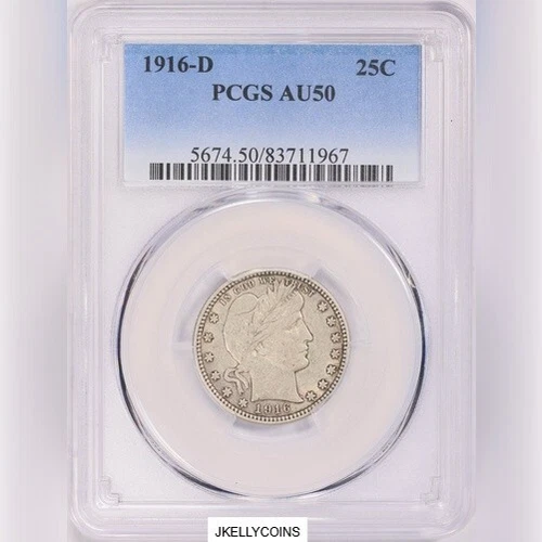 1916-D Barber Quarter PCGS AU50 Circulated!
