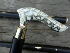 Vintage Brass Handle Victorian Style Wooden Walking Stick Antique Designer Cane