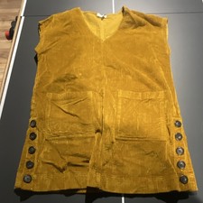 Madewell Corduroy Sleeveless Shift Dress Mustard Yellow V-Neck Button Pockets M