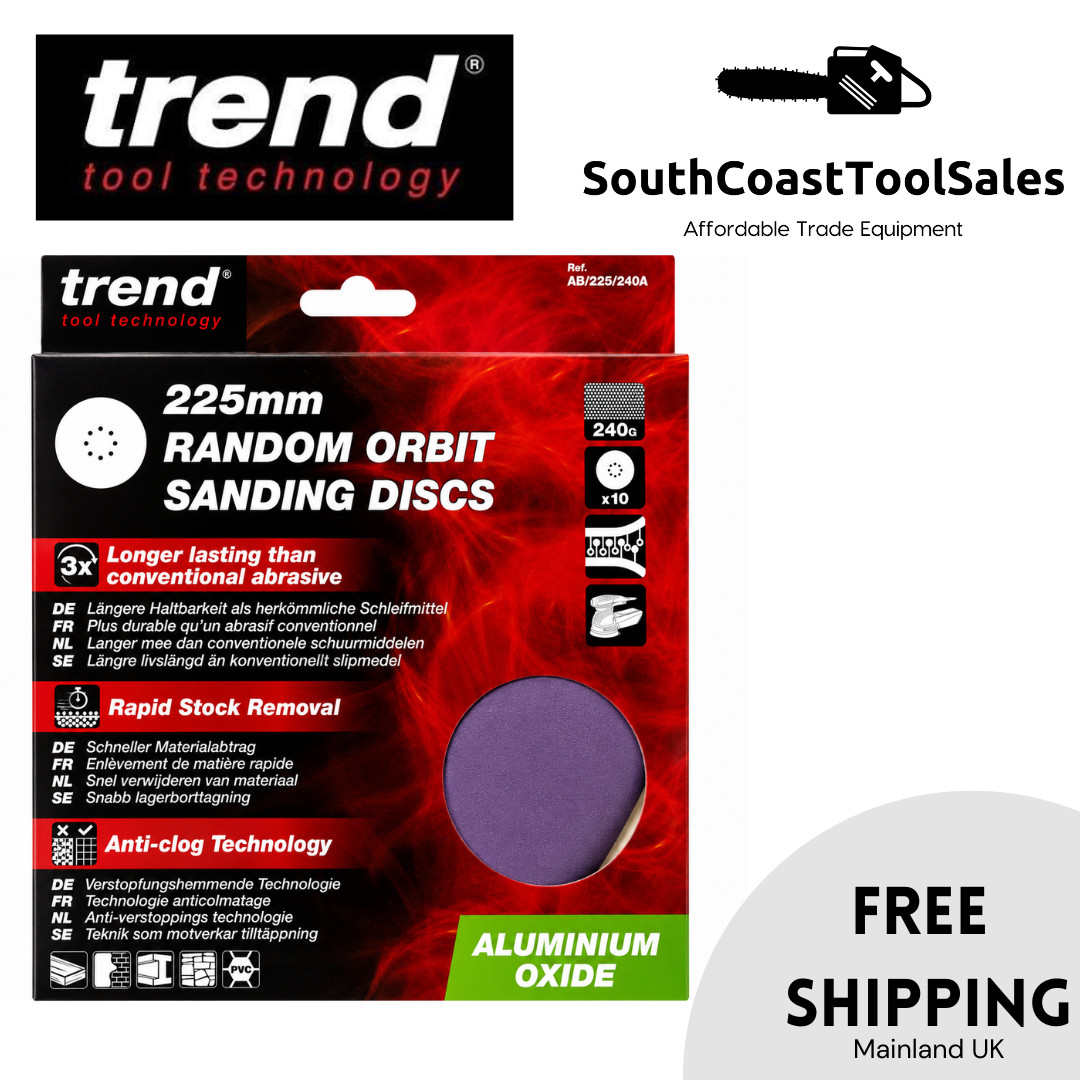 Trend  225mm Random Orbit Drywall Sanding Discs 240 Grit Aluminium Oxide Pack 10