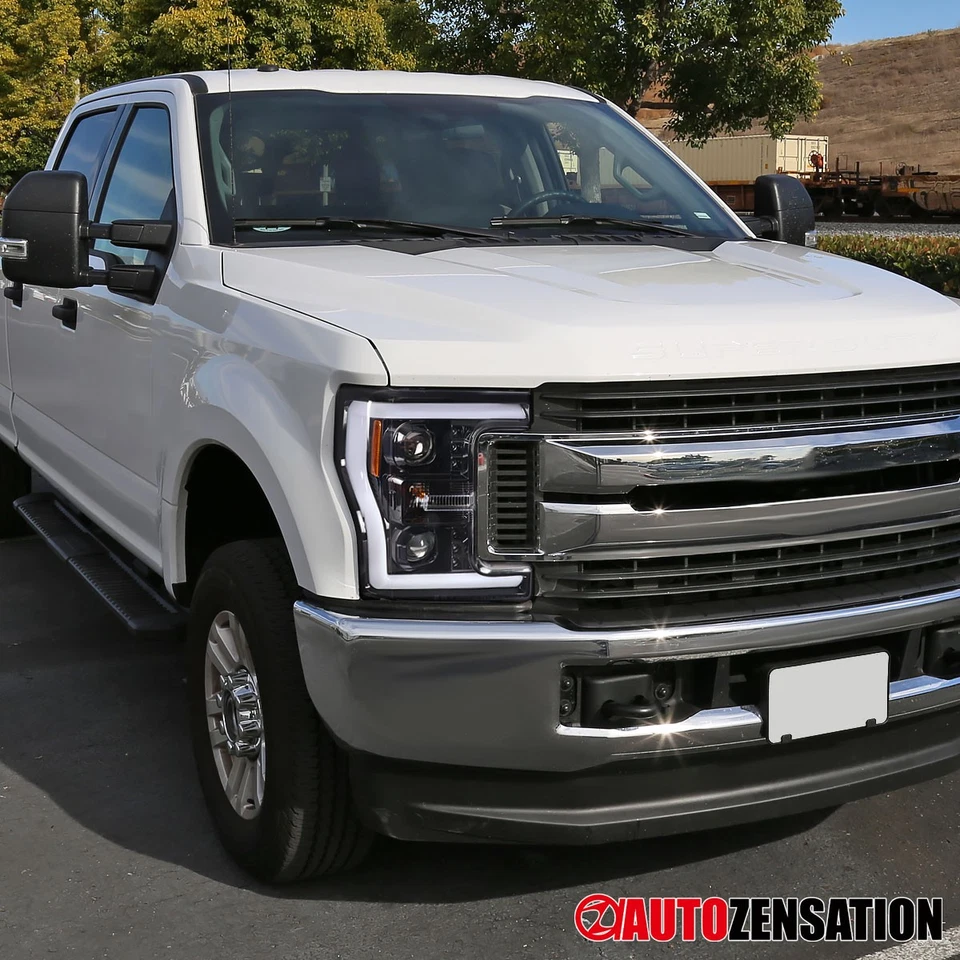 Fit 2017-2019 Ford F250 F350 Super Duty Slick Black LED Bar Projector Headlights Foto 2 de 4