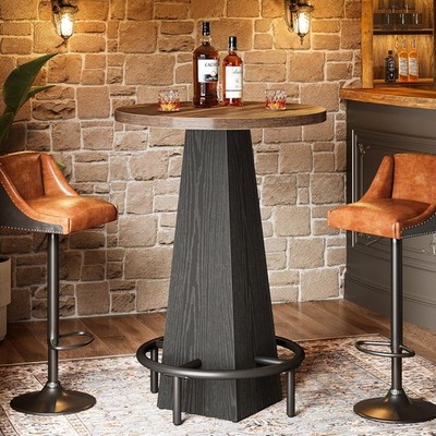 Industrial Bar Table, 37.4'' High Round Pub Table for Small Bars, Dining Room