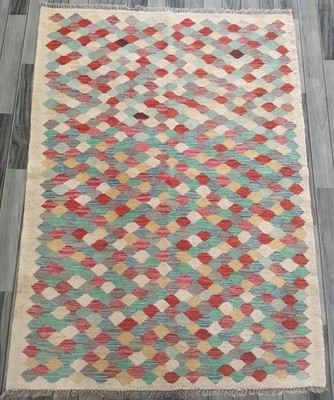 Klassischer Handgeknüpfter Afghan/Türkischer Kelim Teppich, Azteken Wolle Vorleger Größe 175x127 CM
