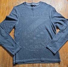 Buffalo David Bitton Shirt Men M Gray Graphic Print Thermal Waffle Knit Y2K