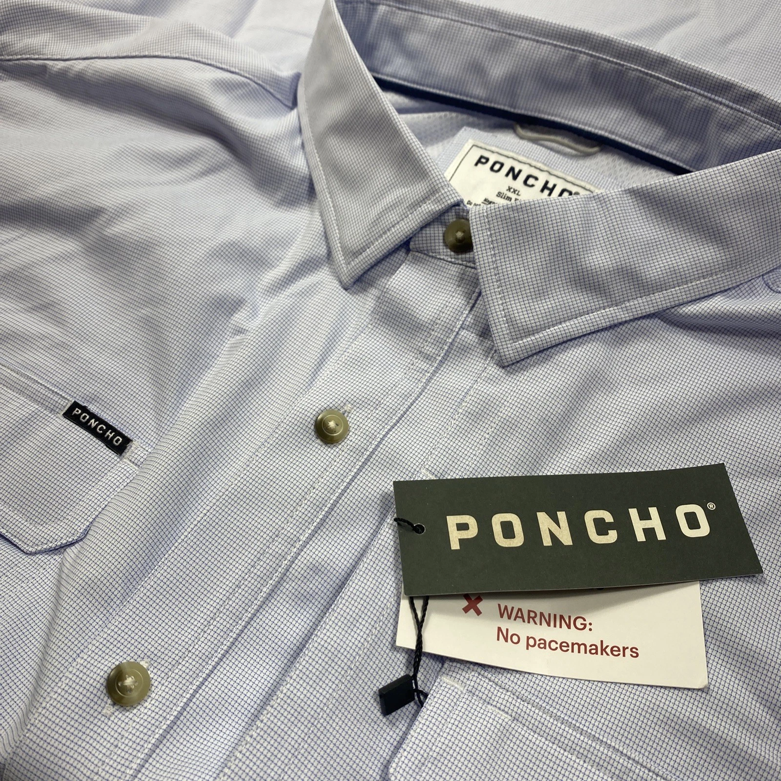 Poncho The Bluefish Shirt Mens XXL Slim Blue Long Sleeve Magnetic Pockets
Opens in a new window or t