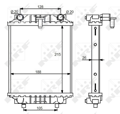 Radiateur moteur NRF 59125 de qualité supérieure pour remplacement OE 5Q0121253H durable