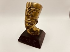 ANTIQUE REVIVAL EGYPTIAN QUEEN NEFERTITI SOLID BRASS  SCULPTURE