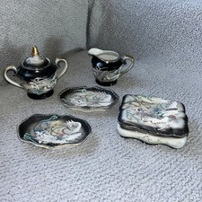 Vintage Antique Japanese Dragon Ware Tea Set Japan Moriage Gold Trim
