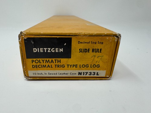 Dietzgen Polymath Decimal Trig Type Log Slide Rule  10" w Leather Sheath & Belt