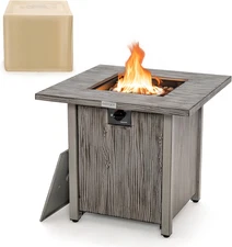 28" Propane Fire Pit Table, 40,000 BTU Outdoor Propane Gas Fire Table with Wood-