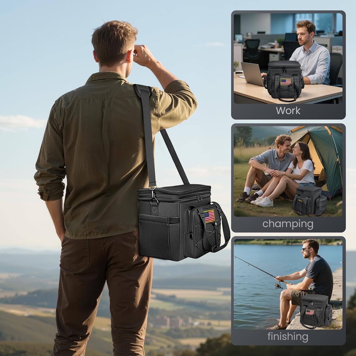 Tactical Lunch Box for Men 20L Expandable Double Insulated Cooler Bag with Molle