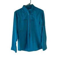 World Wide Sportsman Women Small P Blue Fishing Vented Outdoor Shirt